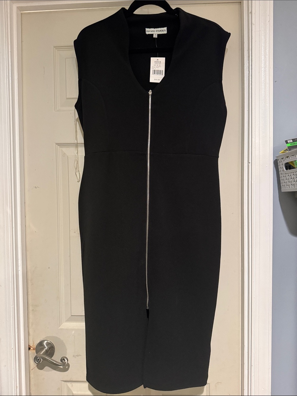 Almost Famous Black Sleeveless Midi Dress with Front Zip